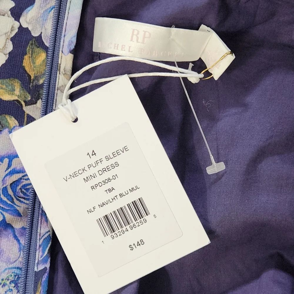 New!Rachel Parcell V-Neck Puff Sleeve Mini Dress - Picture 10 of 14